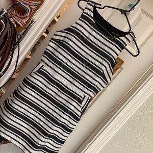 Banana Republic Striped Tweed Feel Cutout Back Mini Dress